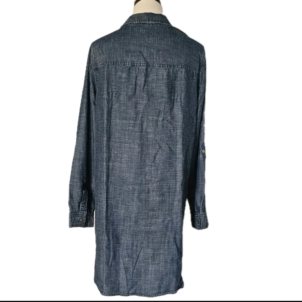 J Jill Large Longsleeve Button Frontt  Roll Tab Chambray   Denim Shirt Dress - Picture 4 of 14